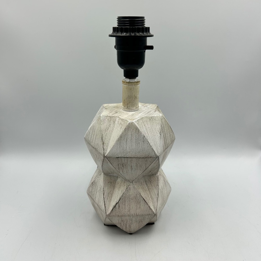 Table Lamp Base White Geometric Faceted Textured 12" T x 5" W Tested and Working